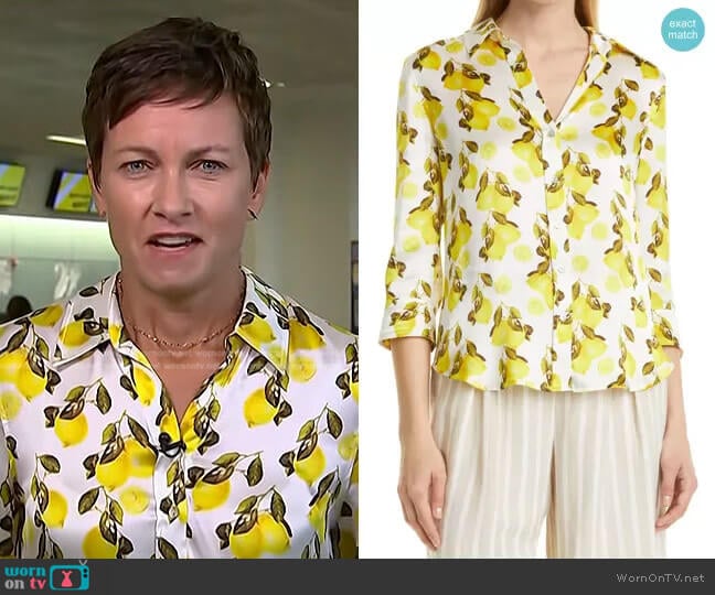 L'Agence Dani Lemon Print Silk Blouse worn by Stephanie Gosk on Today