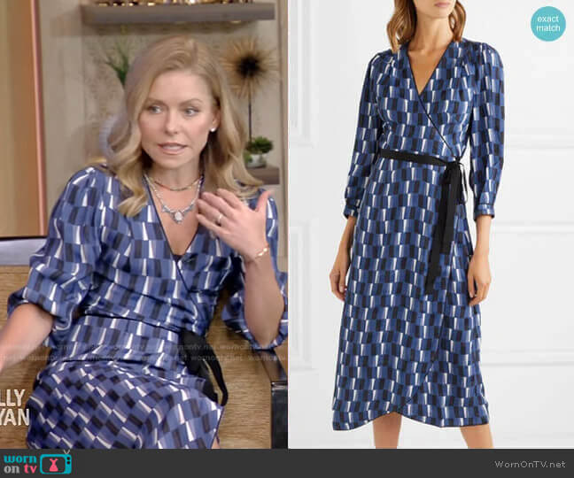 Cefinn Delilah Maxi Wrap Dress worn by Kelly Ripa on Live with Kelly and Mark
