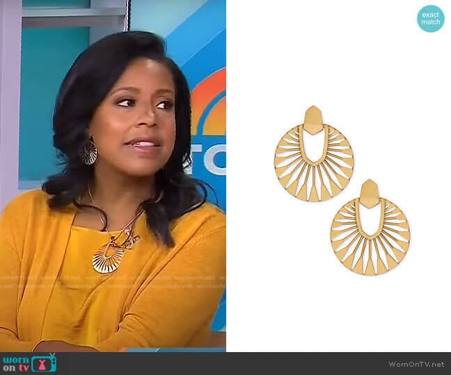 Kendra Scott Didi Sunburst Earrings worn by Sheinelle Jones on Today