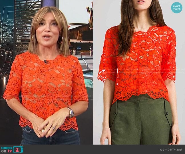 Sandro Elfe Lace Top worn by Kit Hoover on Access Hollywood