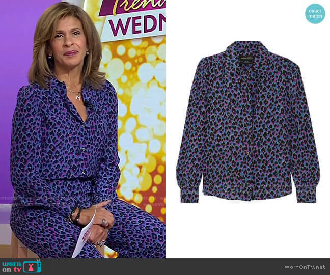 Vanessa Seward Elise Animal Print Silk Shirt worn by Hoda Kotb on Today