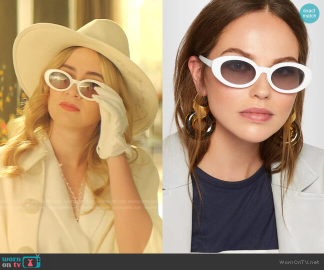 Elizabeth and James McKinley Sunglasses worn by Amanda Carrington (Eliza Bennett) on Dynasty