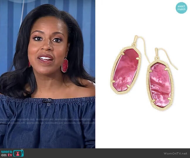 Kendra Scott Elle Drop Earrings in Berry Illusion worn by Sheinelle Jones on Today