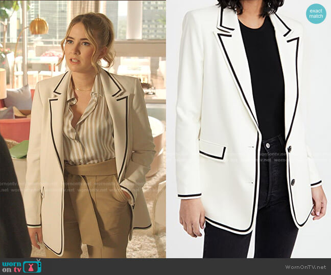 Alice + Olivia Elna Long Blazer worn by Amanda Carrington (Eliza Bennett) on Dynasty