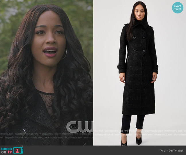 Elodie Shimmer Wool Double-Breasted Coat worn by Tabitha Tate (Erinn Westbrook) on Riverdale