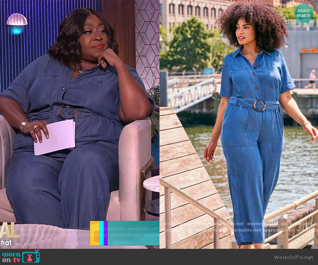 Eloquii Denim Jumpsuit worn by Loni Love on The Real
