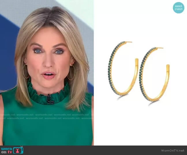 Accessory Concierge Emerald CZ Hoops worn by Amy Robach on Good Morning America