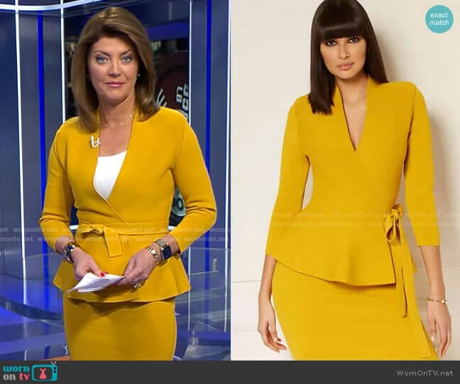 New York & Company Estelle Cardigan - Eva Mendes Collection worn by Norah O'Donnell on CBS Evening News