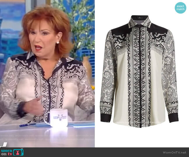 Etro Camicia Boyfriend-Fit Print Silk Shirt worn by Joy Behar on The View