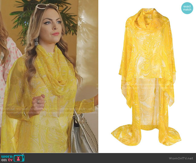 Etro Paisley Print Silk Kaftan Top worn by Fallon Carrington (Elizabeth Gillies) on Dynasty