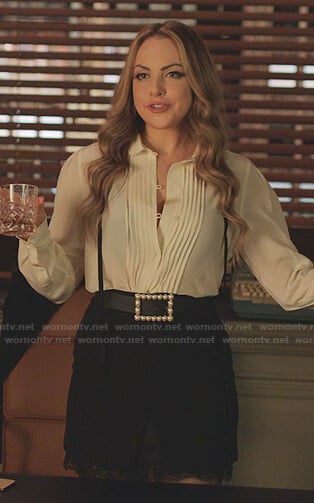 Fallon’s black pearl buckle belt on Dynasty