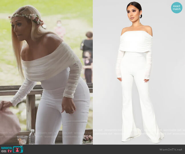 Fashion Nova Kendall Ruched Jumpsuit worn by Karen Huger on The Real Housewives of Potomac