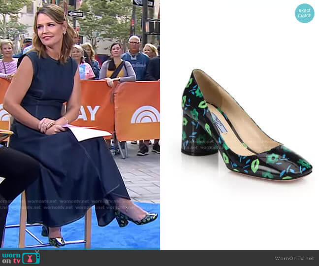 Prada Flora Block Heel Pump worn by Savannah Guthrie on Today