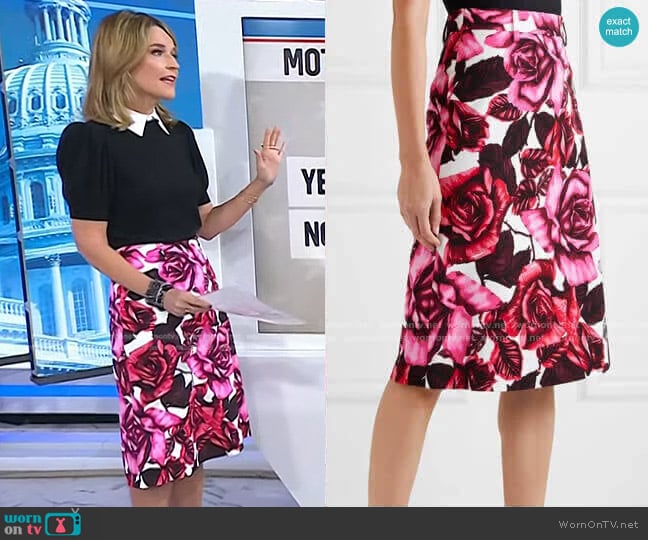 Prada Floral-Print Skirt worn by Savannah Guthrie on Today