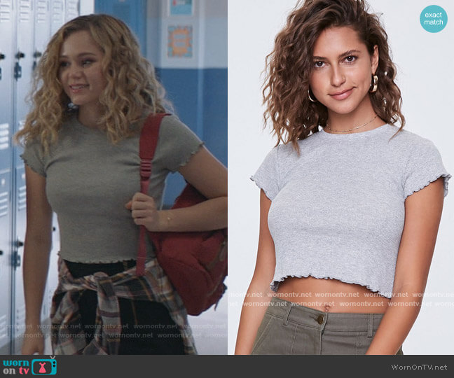 Forever 21 Lettuce-Edge Cropped Tee worn by Courtney Whitemore (Brec Bassinger) on Stargirl