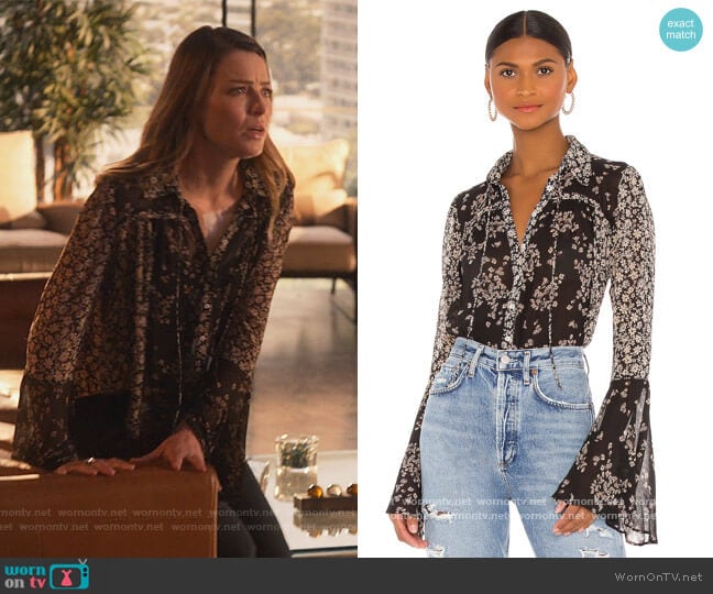 Free People Serena Printed Blouse worn by Chloe Decker (Lauren German) on Lucifer