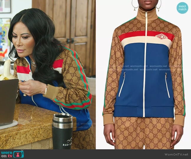 Gucci GG Technical Jersey Jacket worn by Jen Shah on The Real Housewives of Salt Lake City