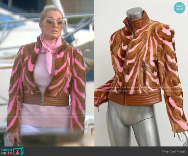 Gianni Versace Couture Striped Fur Jacket worn by Erika Jayne on The Real Housewives of Beverly Hills