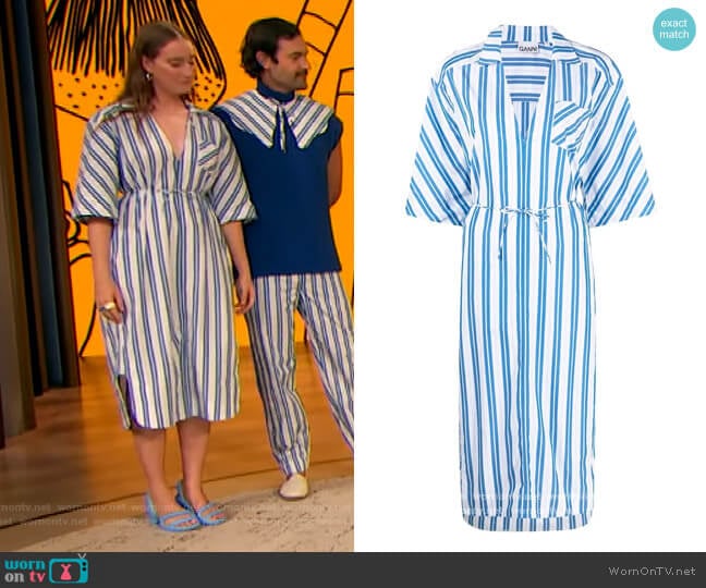 Ganni Striped Midi Shirtdress