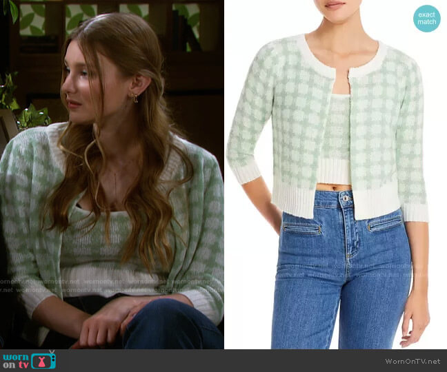 Lucy Paris Gingham Cropped Cardigan worn by Alice Caroline Horton (Lindsay Arnold) on Days of our Lives
