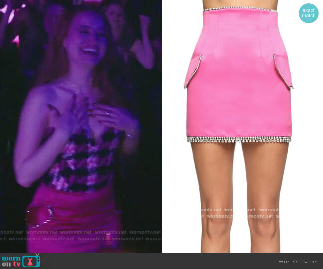 Giuseppe Di Morabito Satin Mini Skirt with Crystals worn by Cheryl Blossom (Madelaine Petsch) on Riverdale