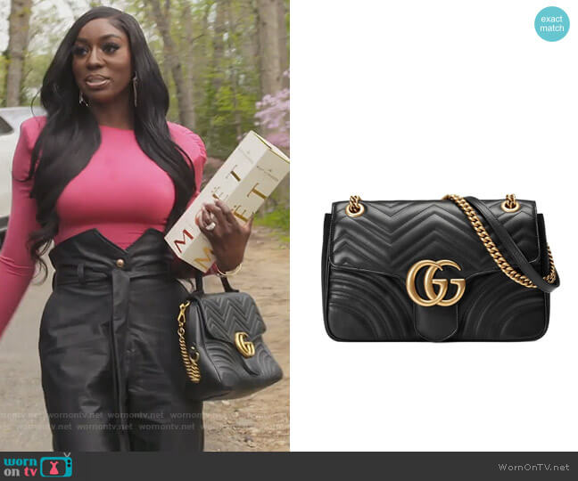 Gucci Marmont medium matelasse shoulder bag worn by Wendy Osefo on The Real Housewives of Potomac