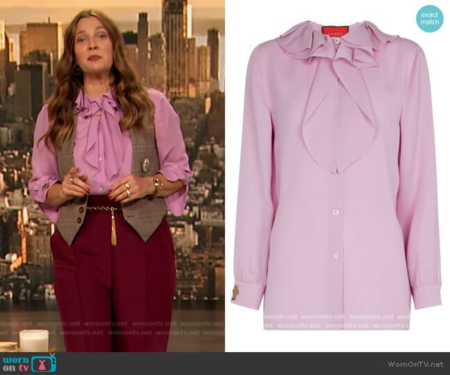 Gucci Silk Blouse worn by Drew Barrymore on The Drew Barrymore Show