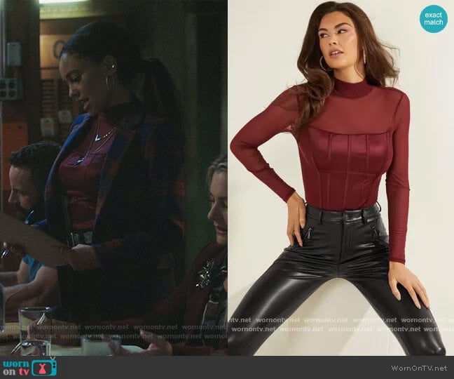 Guess Elle Bustier Bodysuit worn by Toni Topaz (Vanessa Morgan) on Riverdale
