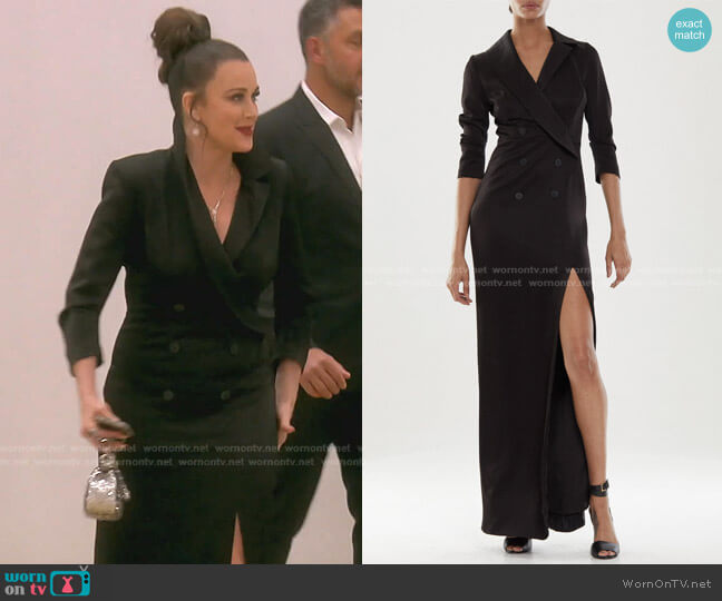 Halston Satin Tuxedo Gown worn by Kyle Richards on The Real Housewives of Beverly Hills