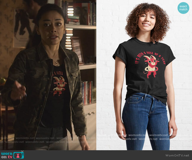 Dino Mike Hell Of A Year Classic T-Shirt worn by Ella Lopez (Aimee Garcia) on Lucifer