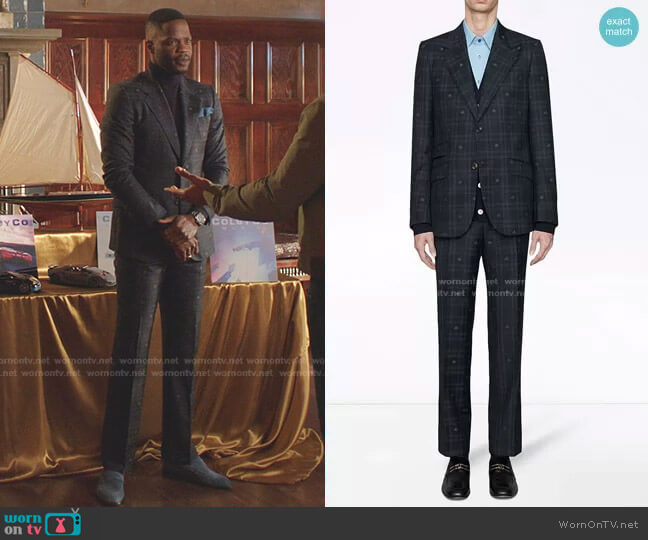Gucci Heritage Bee Checked Suit worn by Jeff Colby (Sam Adegoke) on Dynasty