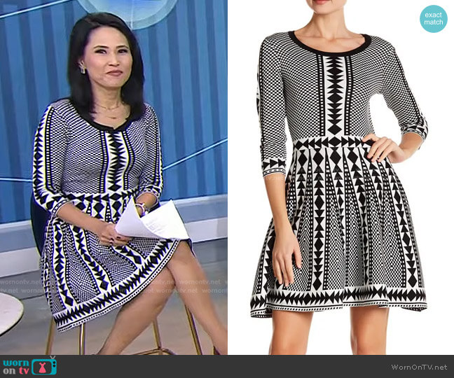 Nina Leonard Geometric Print Sweater Dress worn by Vicky Nguyen on Today