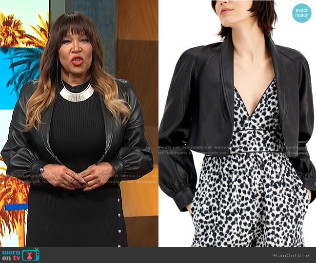 INC International Concepts Cropped Faux-Leather Blazer worn by Kym Whitley on E! News