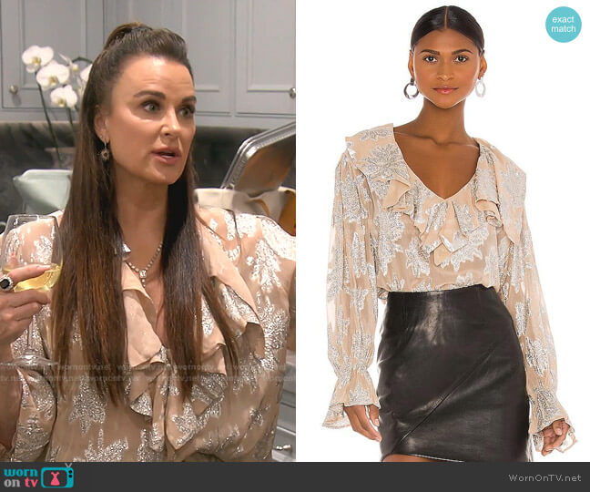 Iro Labra Blouse worn by Kyle Richards on The Real Housewives of Beverly Hills