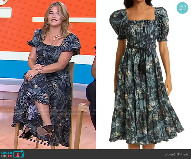 Ulla Johnson Iliana Puff Sleeve Midi Dress worn by Jenna Bush Hager on Today