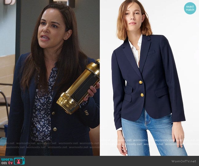 J. Crew Dalton blazer in Italian stretch wool worn by Amy Santiago (Melissa Fumero) on Brooklyn Nine-Nine
