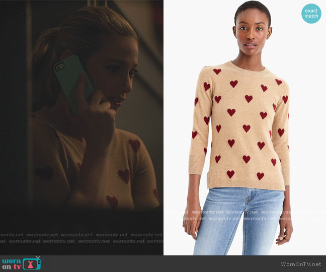 J. Crew Intarsia Heart worn by Betty Cooper (Lili Reinhart) on Riverdale