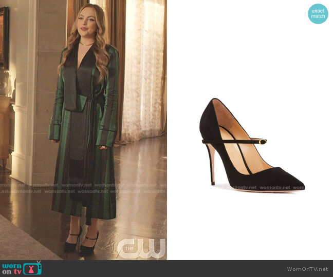 Jennifer Chamandi Lorenzo Suede Pumps worn by Fallon Carrington (Elizabeth Gillies) on Dynasty