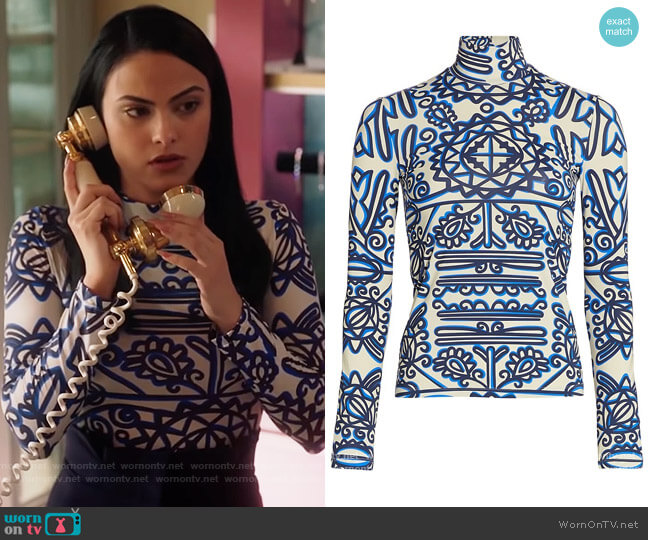 LA DoubleJ Edition 23 Printed Turtleneck worn by Veronica Lodge (Camila Mendes) on Riverdale