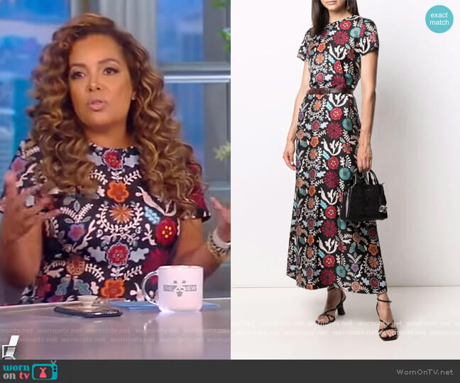 La DoubleJ Floral Maxi shiftsilk Dress worn by Sunny Hostin on The View