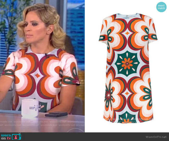 LA Double J Swing Printed Mini Dress worn by Sara Haines on The View