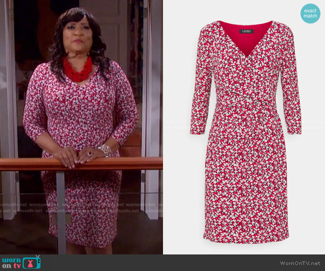 LAUREN Ralph Lauren Floral Jersey Surplice Dress worn by Paulina Price (Jackée Harry) on Days of our Lives