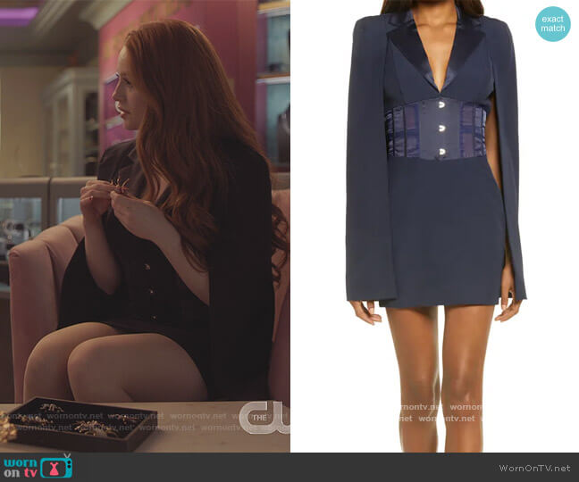 Lavish Alice Corset Satin Crepe Blazer Dress worn by Cheryl Blossom (Madelaine Petsch) on Riverdale