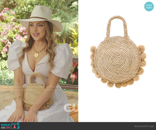 Loeffler Randall Straw Circle Tote worn by Fallon Carrington (Elizabeth Gillies) on Dynasty