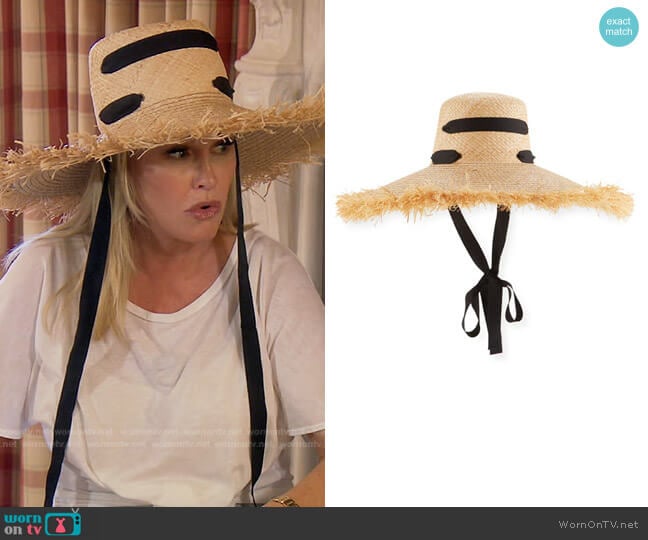 Lola Hats Alpargatas Raffia Straw Hat with Ribbon Band worn by Kathy Hilton on The Real Housewives of Beverly Hills