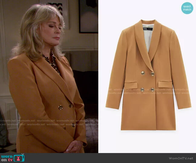 Zara Long Double Breasted Blazer worn by Marlena Evans (Deidre Hall) on Days of our Lives