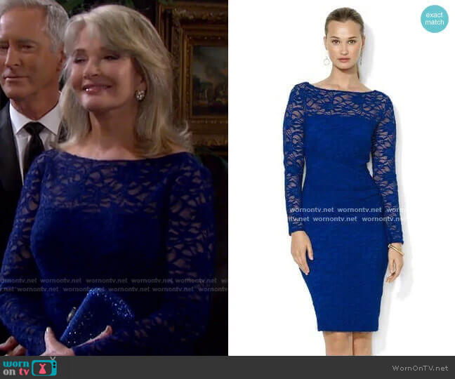Lauren Ralph Lauren Long-Sleeve Lace Dress worn by Marlena Evans (Deidre Hall) on Days of our Lives