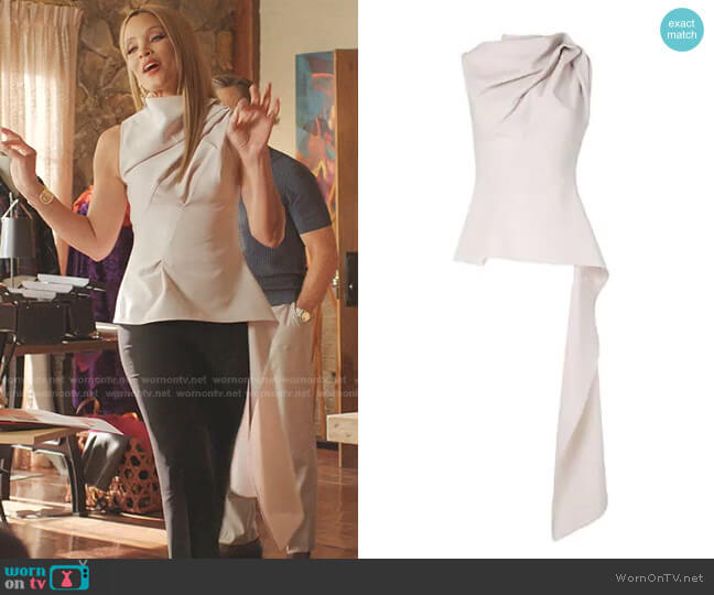 Maticevski High-Neck Draped Peplum Top worn by Dominique Deveraux (Michael Michele) on Dynasty