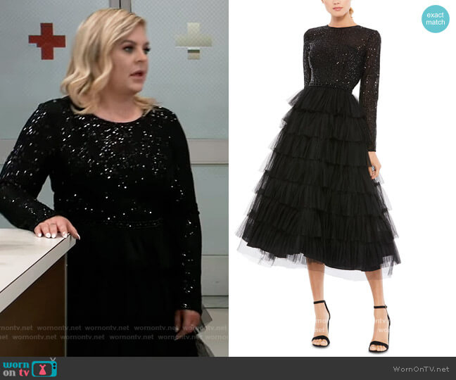 Mac Duggal Sequin-Top A-Line Dress worn by Maxie Jones (Kirsten Storms) on General Hospital