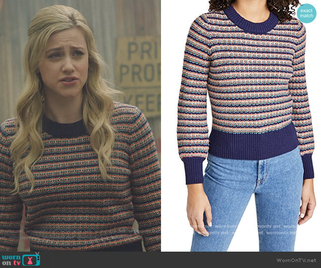 Madewell Striped Tensley Pullover Sweater worn by Betty Cooper (Lili Reinhart) on Riverdale
